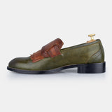 Light Green and Brown Hand Made Leather Shoes