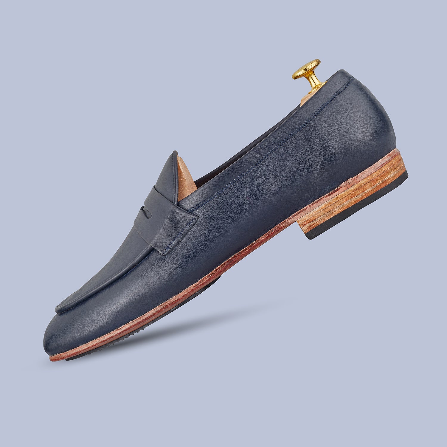 Blue Soft Leather Loafers