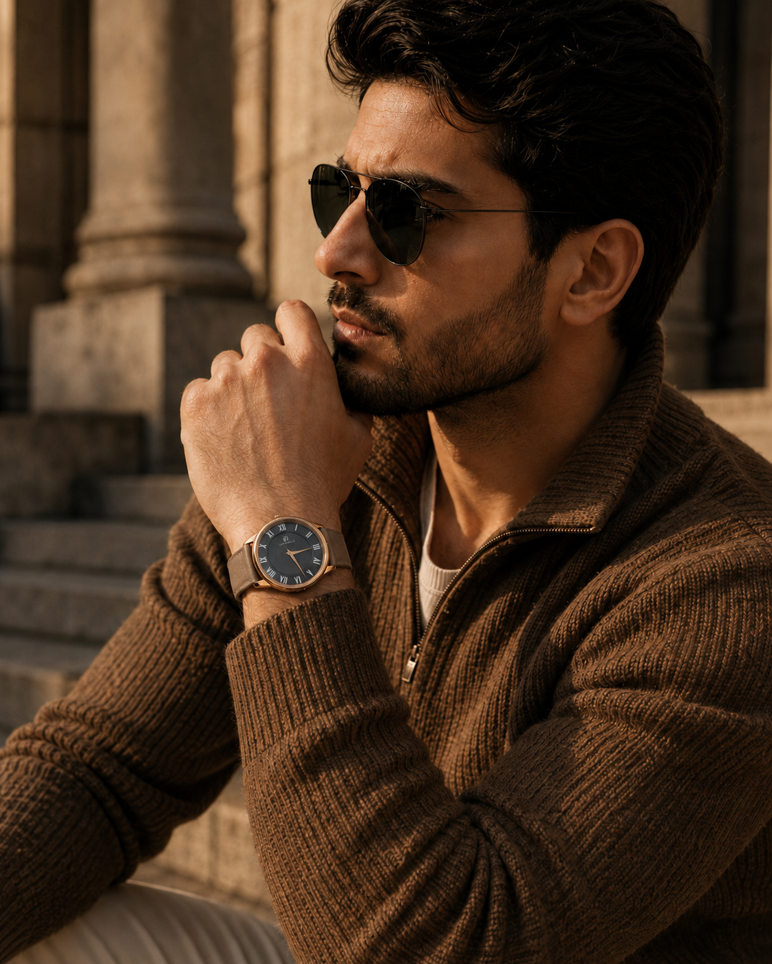 Gray Dial And Gray Strap Watch For Man