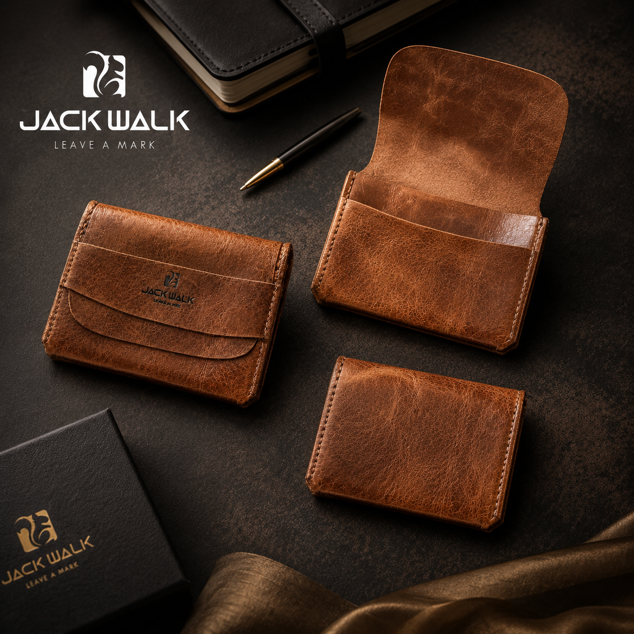 Jack Walk Heritage Pocket Leather Wallet For Unisex Brown