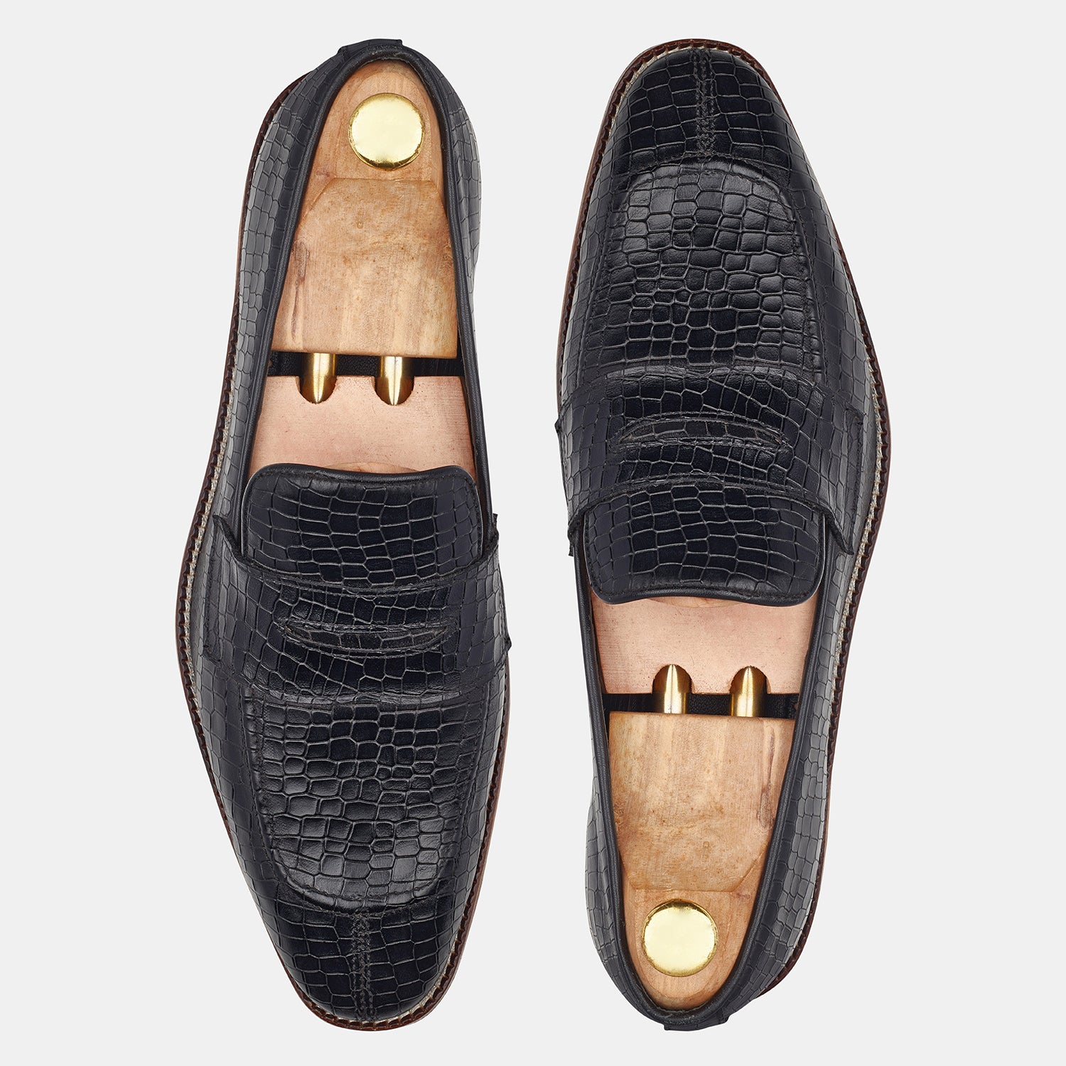 Black Croc Handmade Loafers Shoes