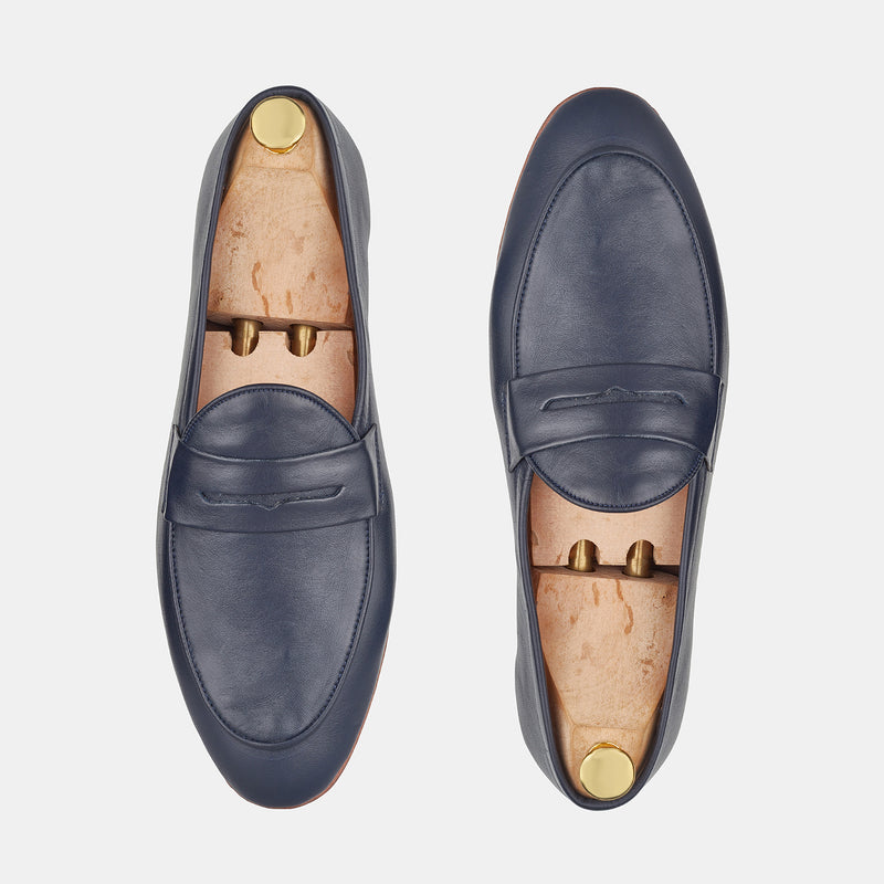 Blue Soft Leather Loafers