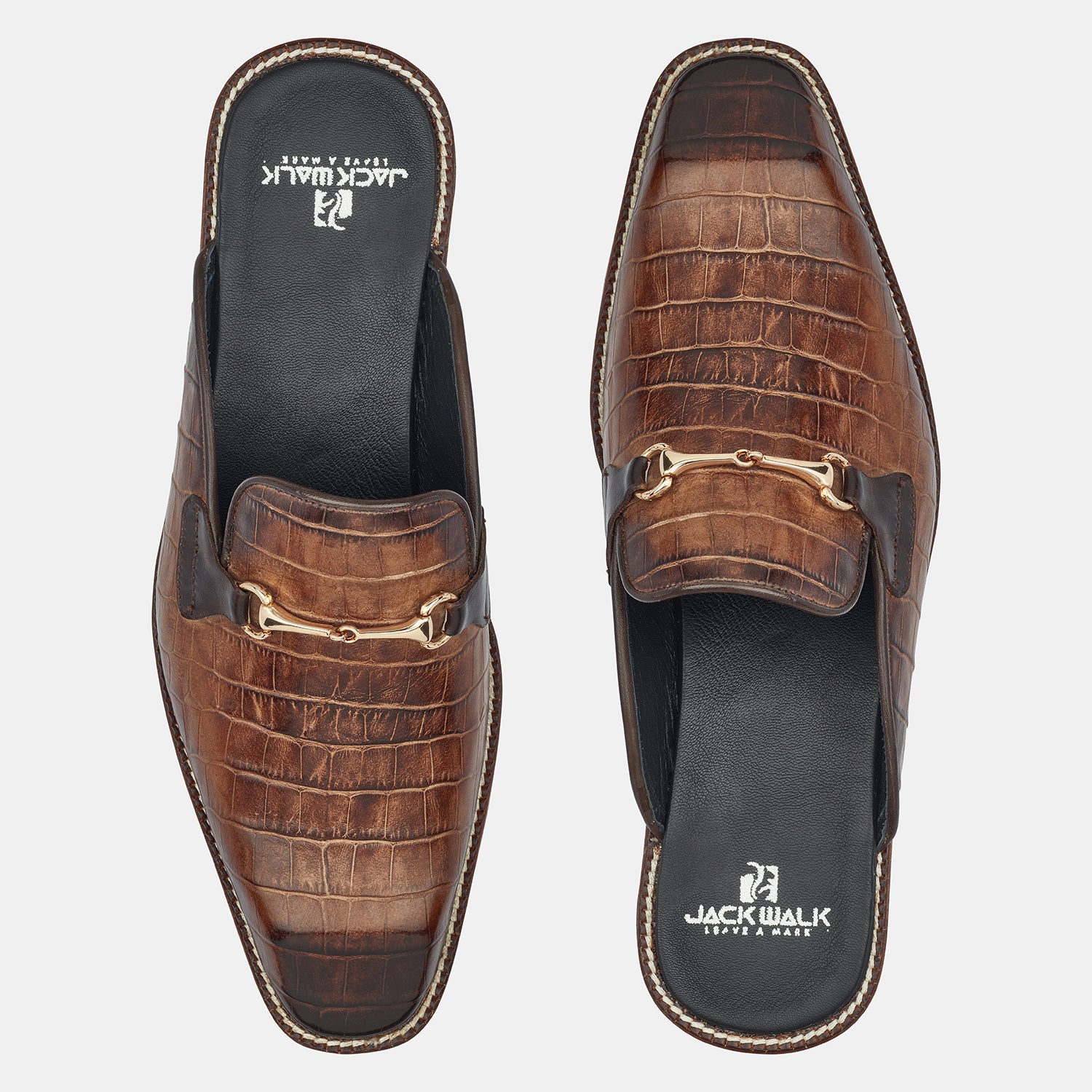 Brown Croc Half Hand Made Shoes