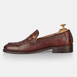 Dark Brown Jones Croc Leather Loafers