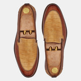 Yellow And Brown Jones Croc Leather Loafers