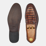 Dark Brown Jones Croc Leather Loafers