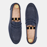 Navy Blue Smooth Leather Loafers