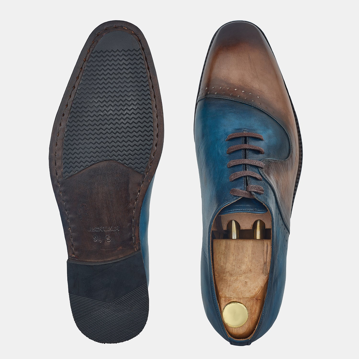 Blue And Brown Gibson Lace Up Shoes