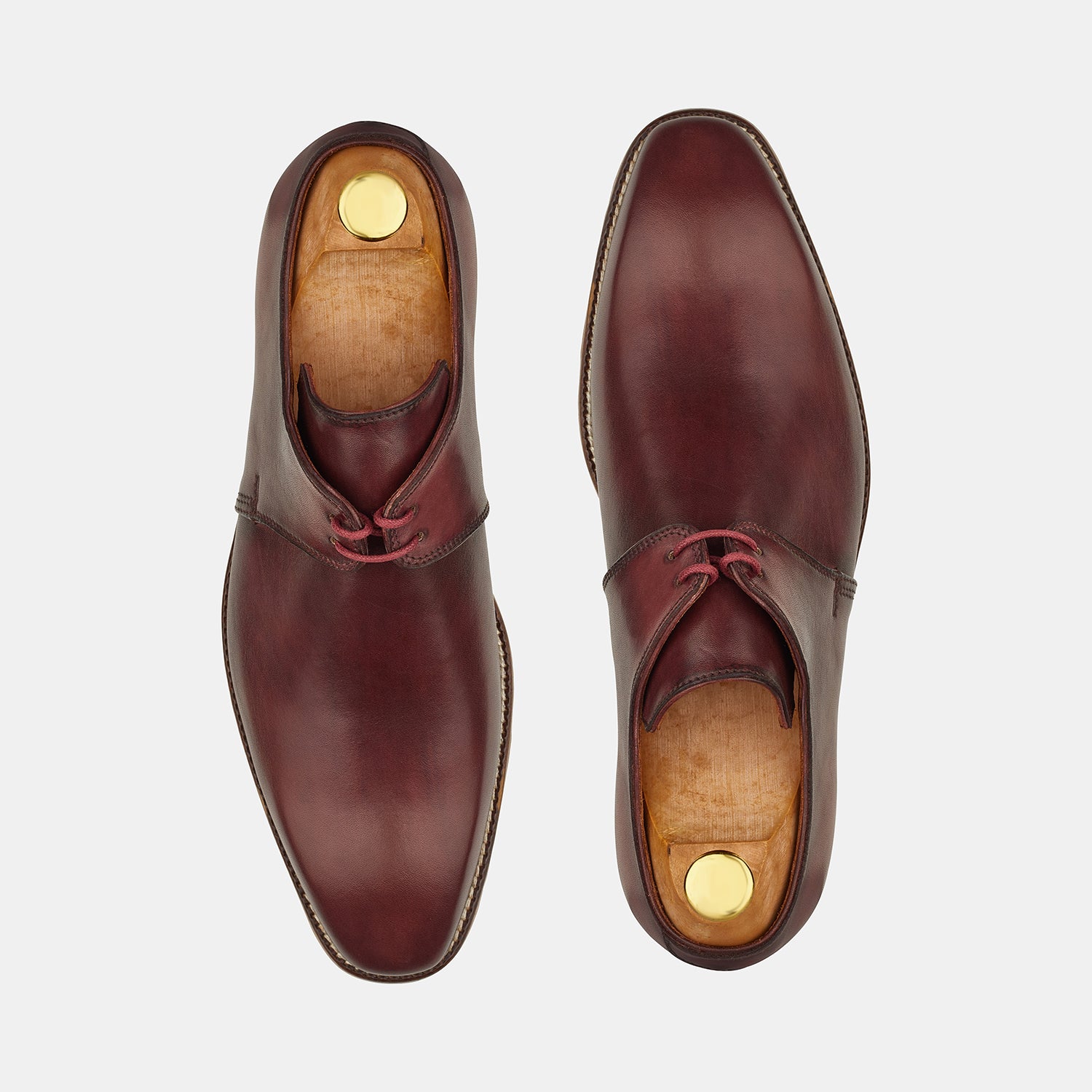 Burgundy Patina Hand Made Lace Up Shoes