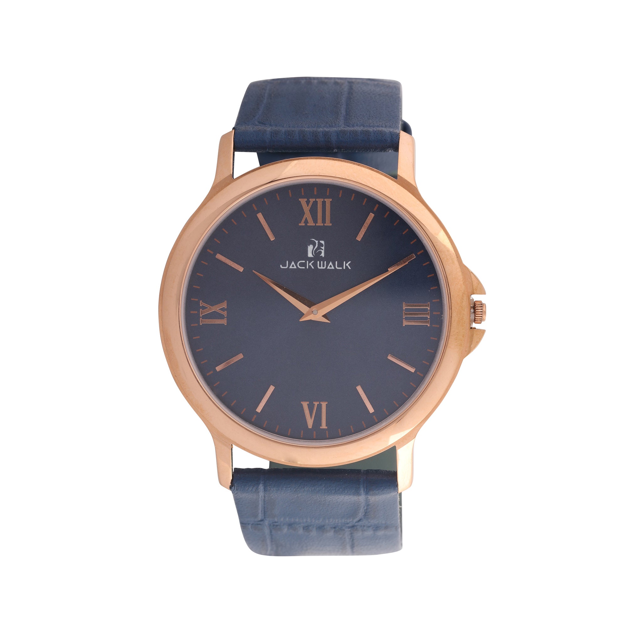 Gold case with blue lather Strap slim Watch for man