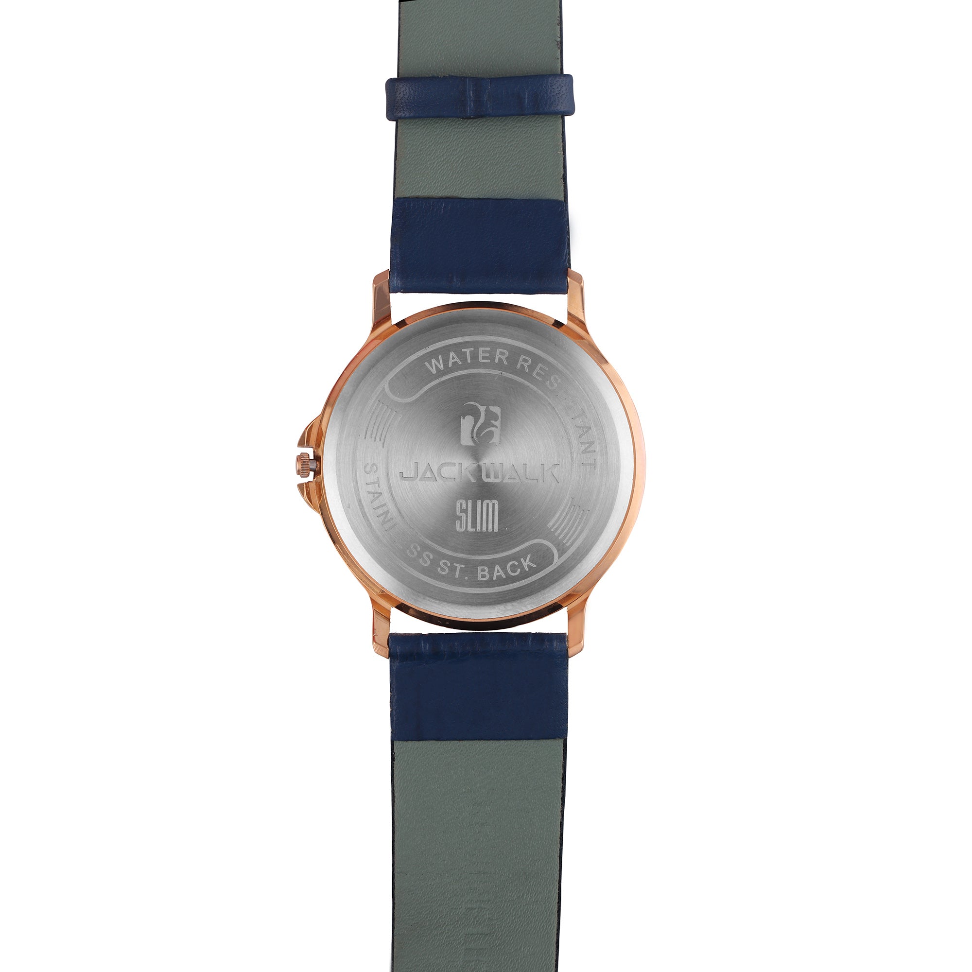 Gold case with blue lather Strap slim Watch for man