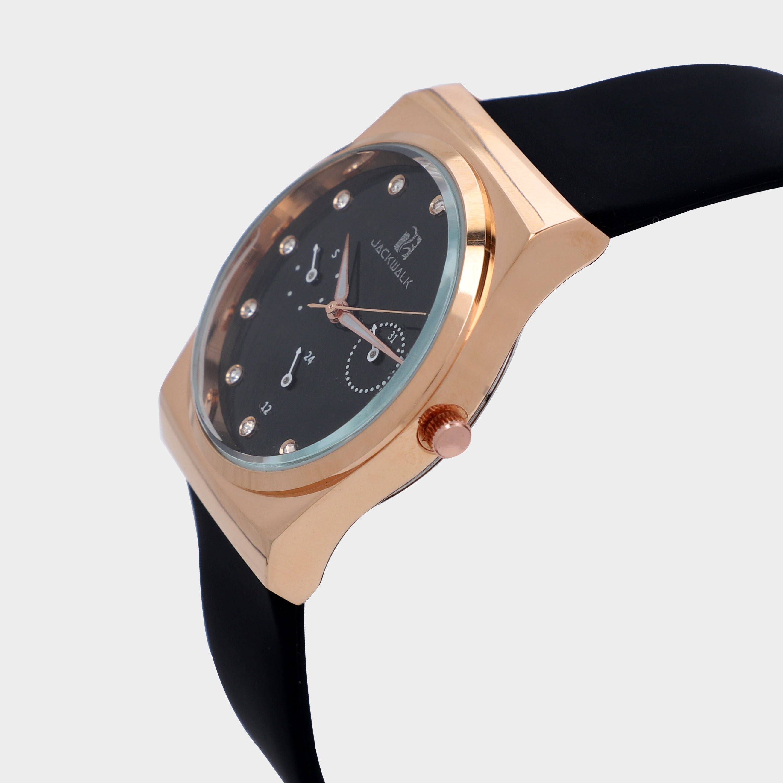 Black Dial Silicon Strap Jack Walk Watch For Women