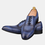 Handmade Blue Laceup Shoes