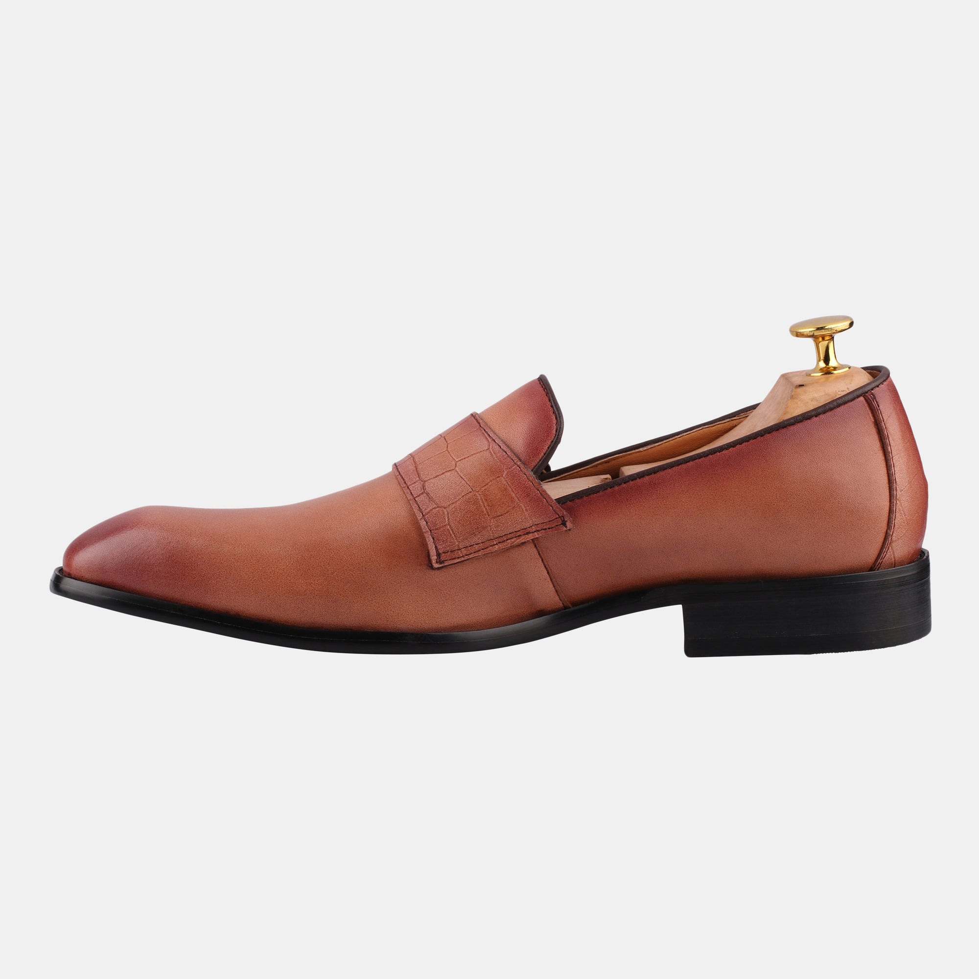 Tan Brown Handmade Men's Formal Loafers Shoes