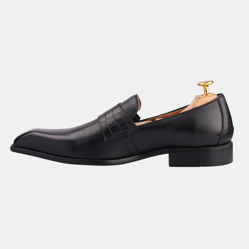 Black Handmade Men's Formal Loafers Shoes