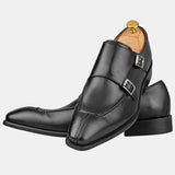 Leather Monk Black Shoes