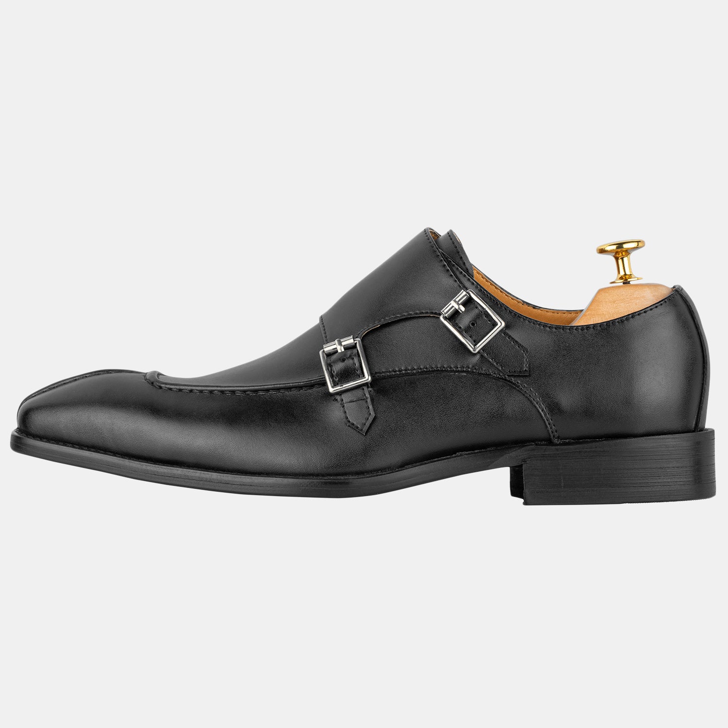 Leather Monk Black Shoes