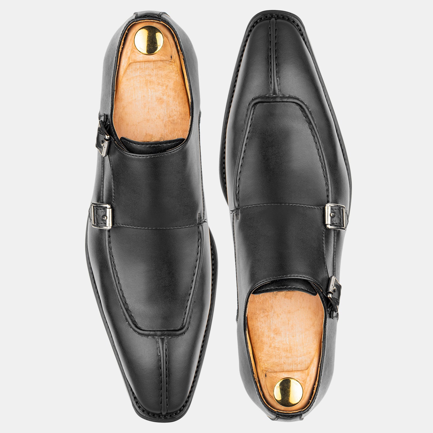 Leather Monk Black Shoes