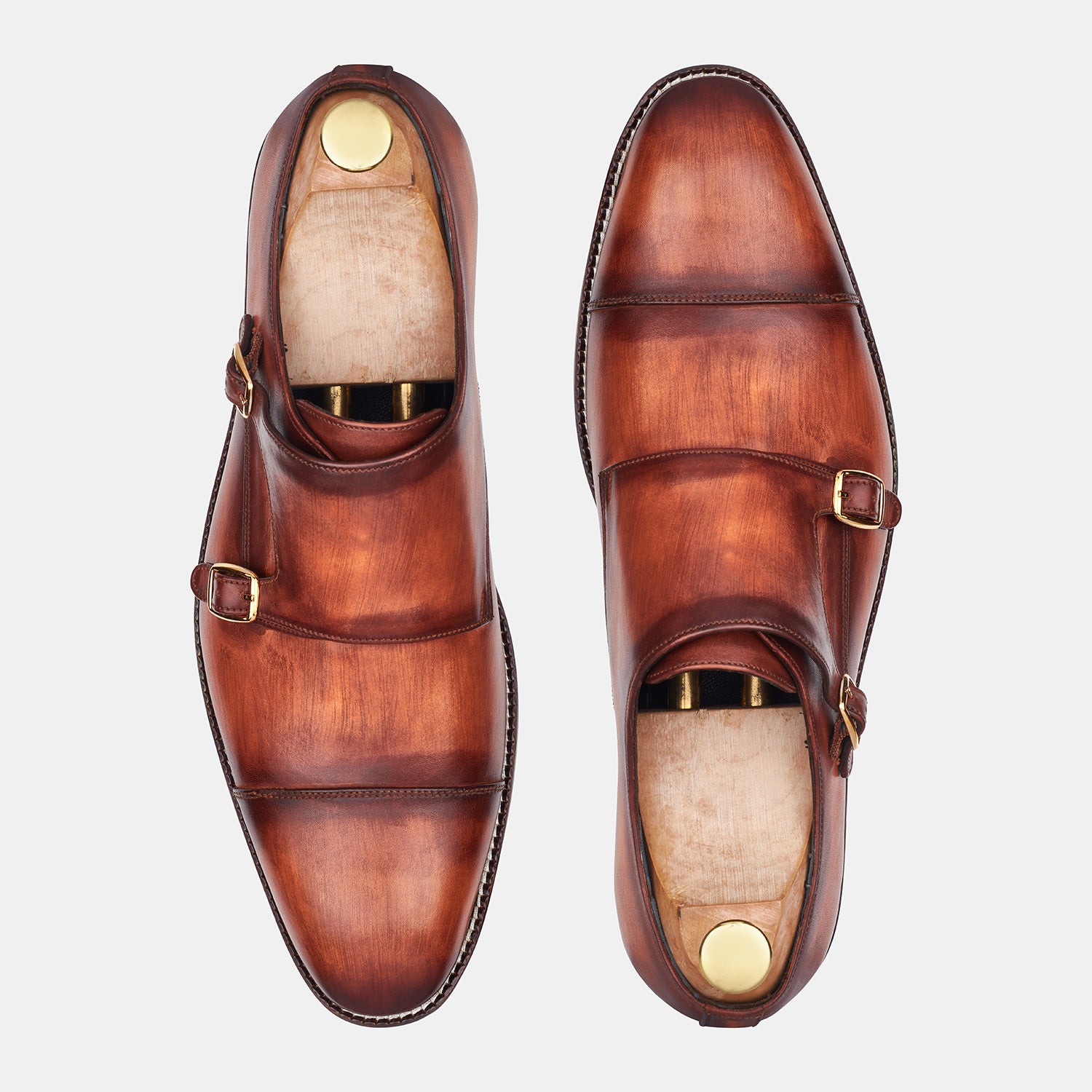 Ten Brown Double Monk Hand Made Shoes