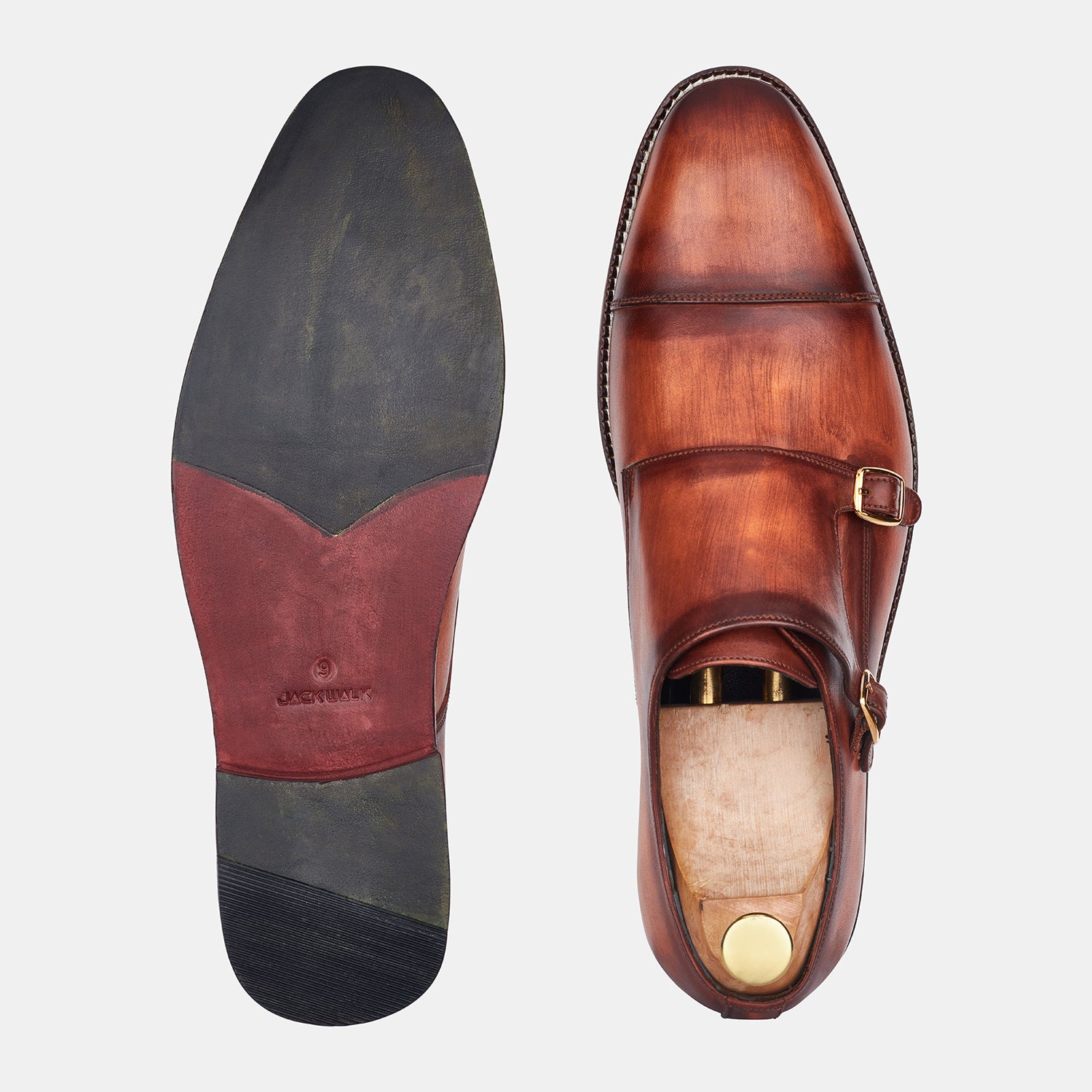 Ten Brown Double Monk Hand Made Shoes