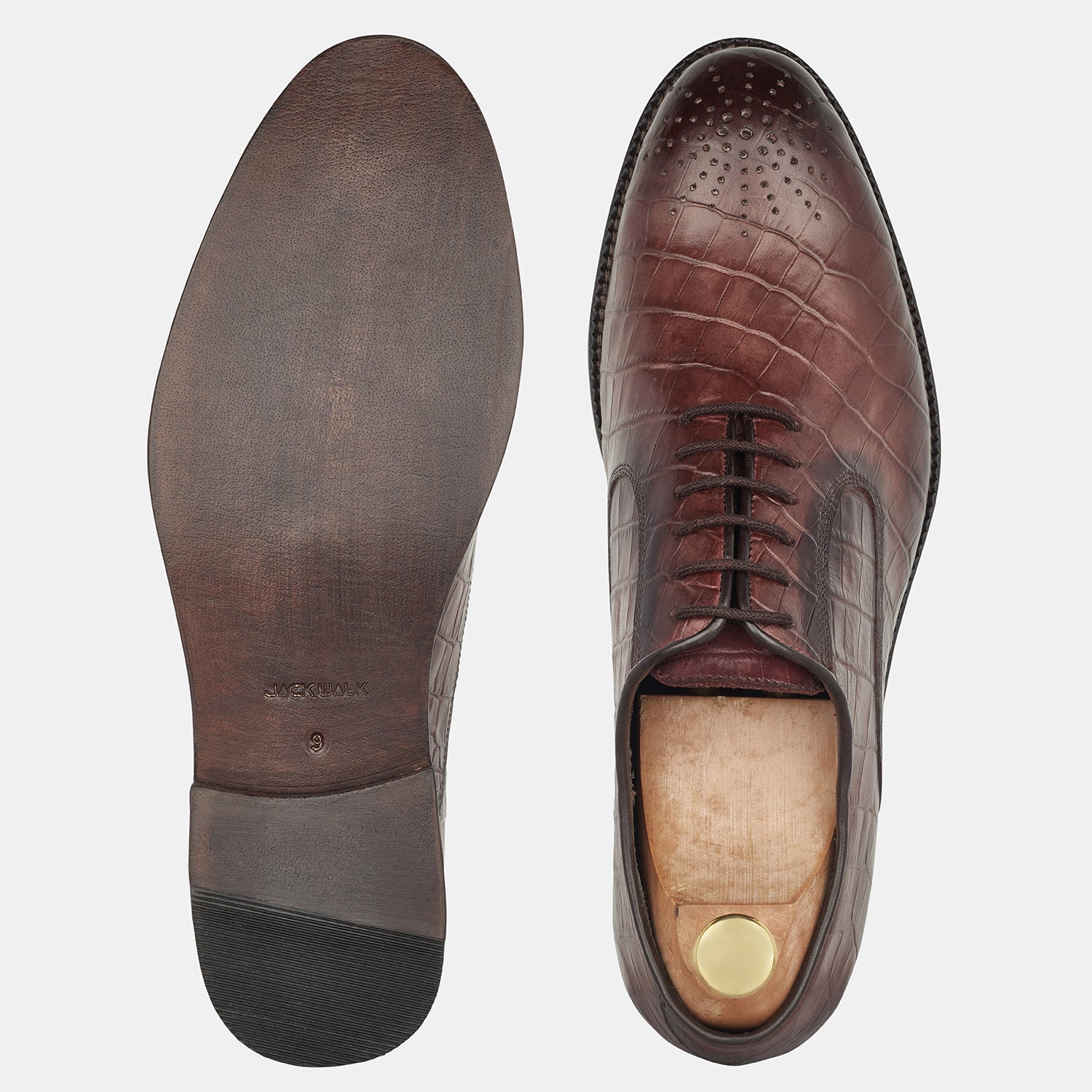 Chocolate Brown Miller Crocodile With Brock Shoes