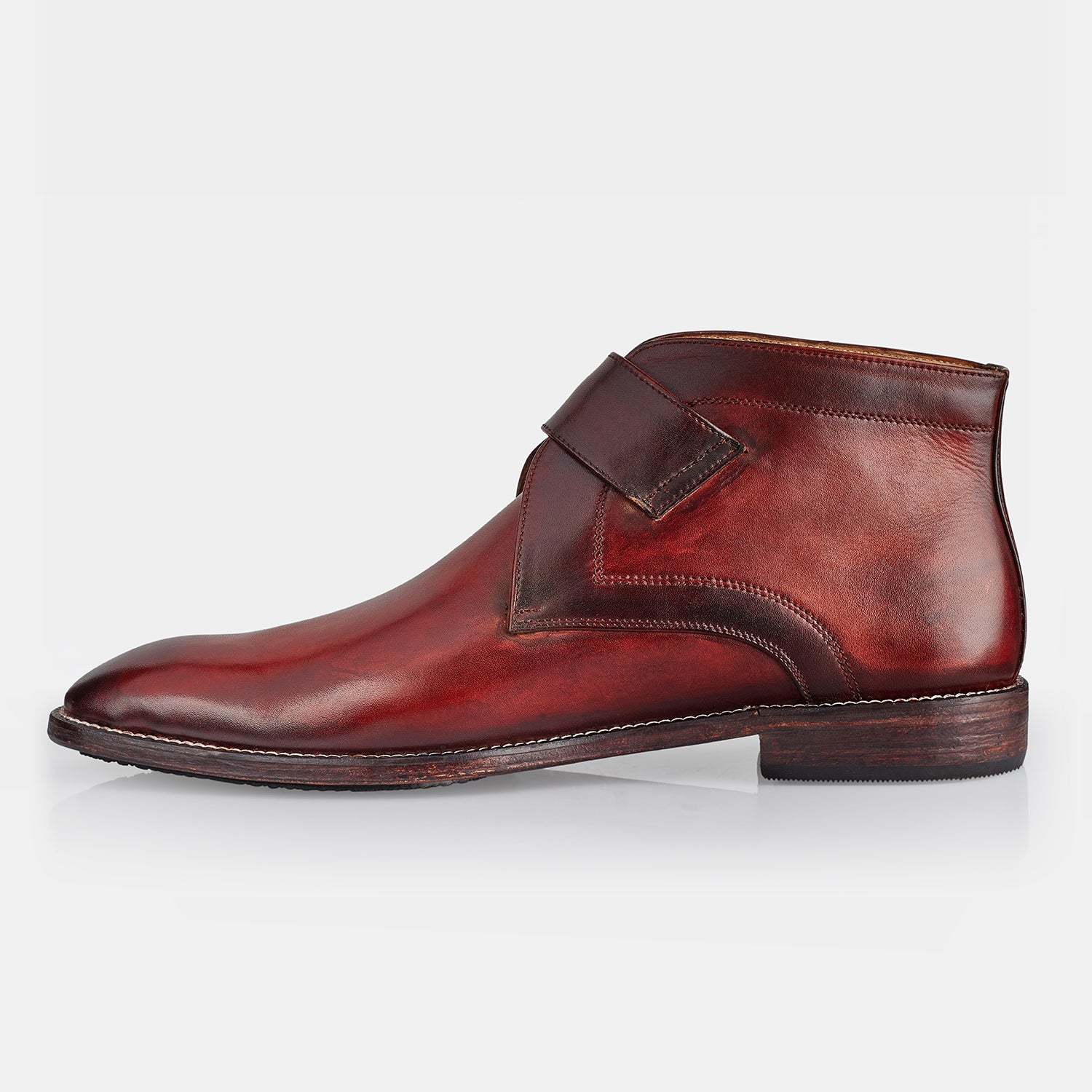 Red Brown Charles Single Monk Boots