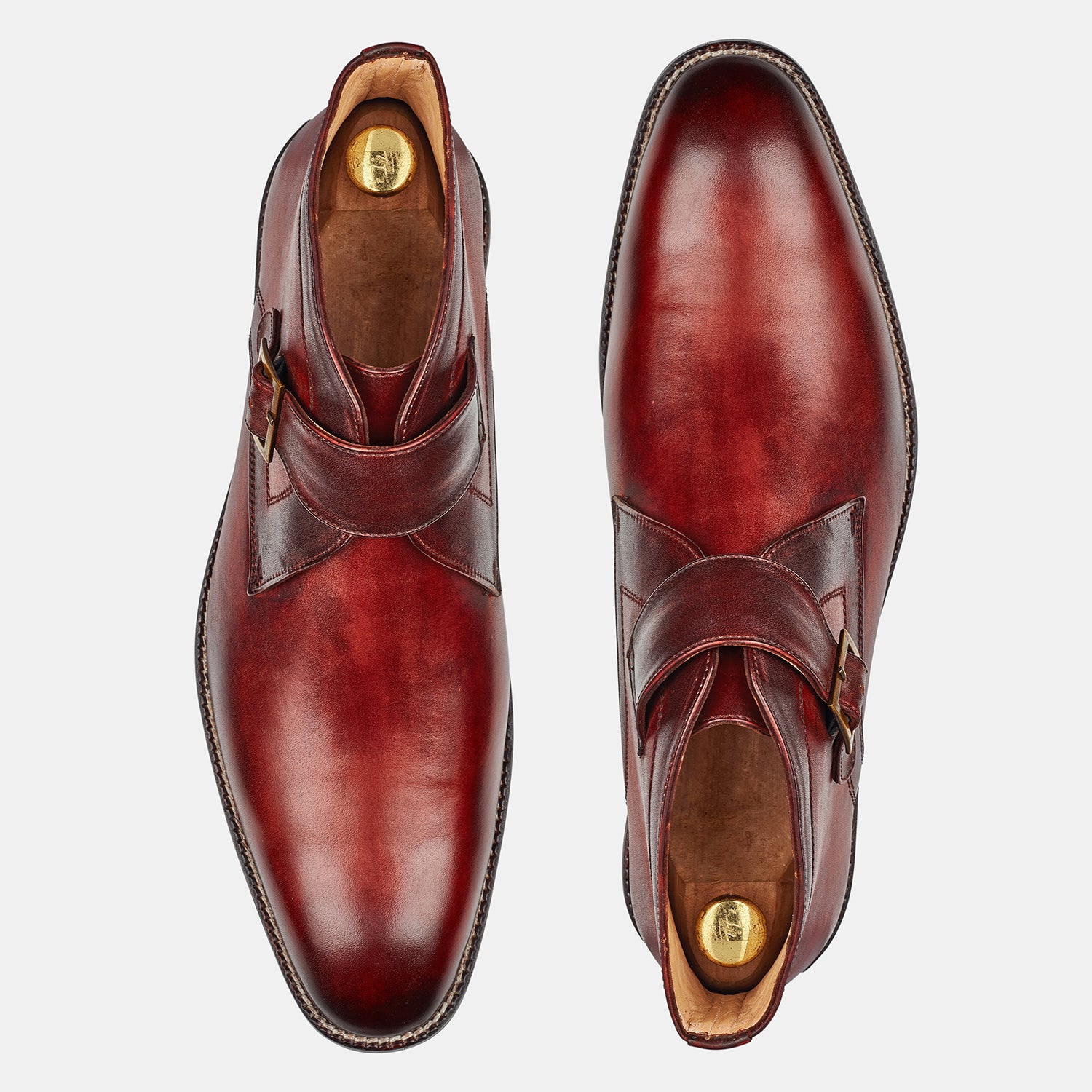 Red Brown Charles Single Monk Boots