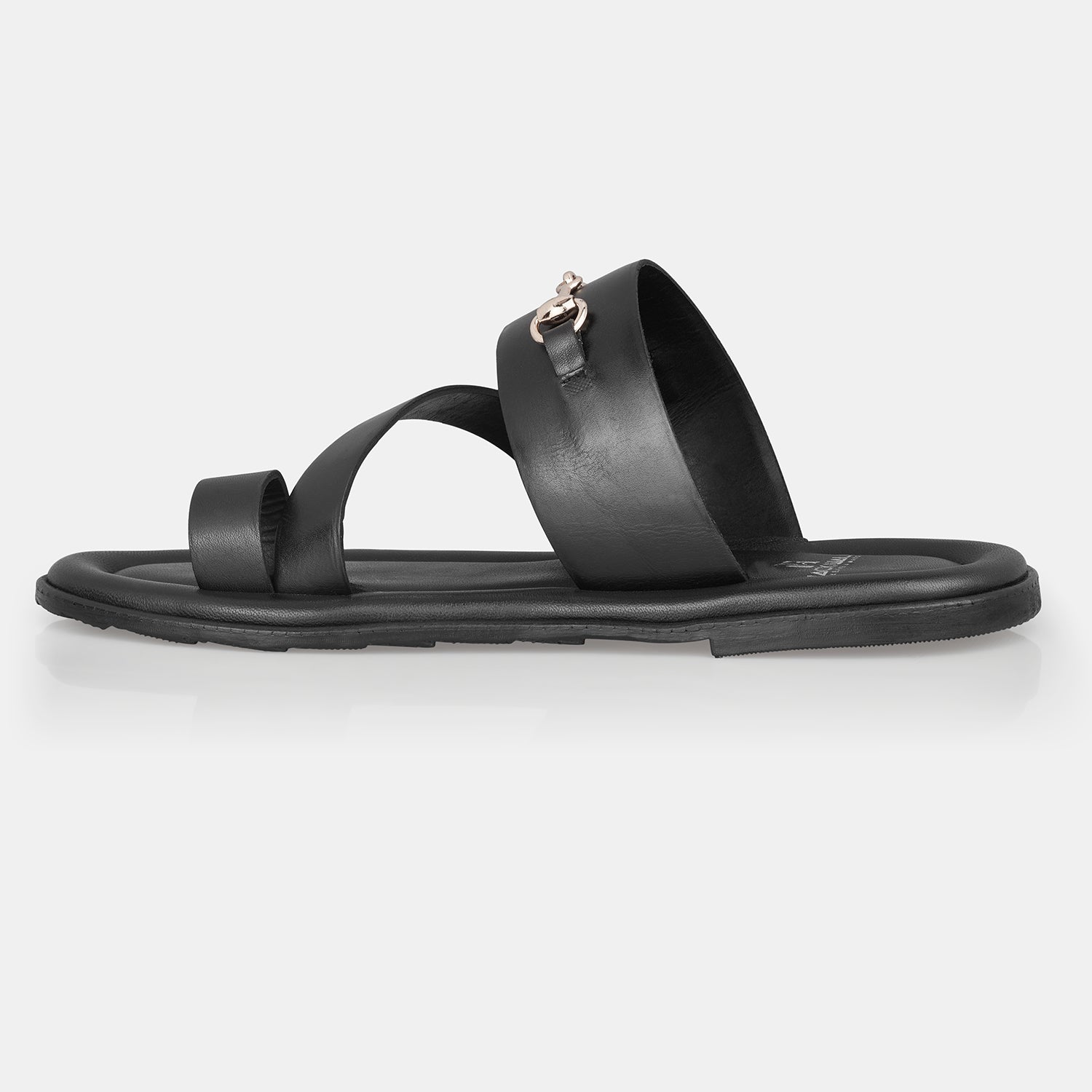 Black Running With Buckle Slipper