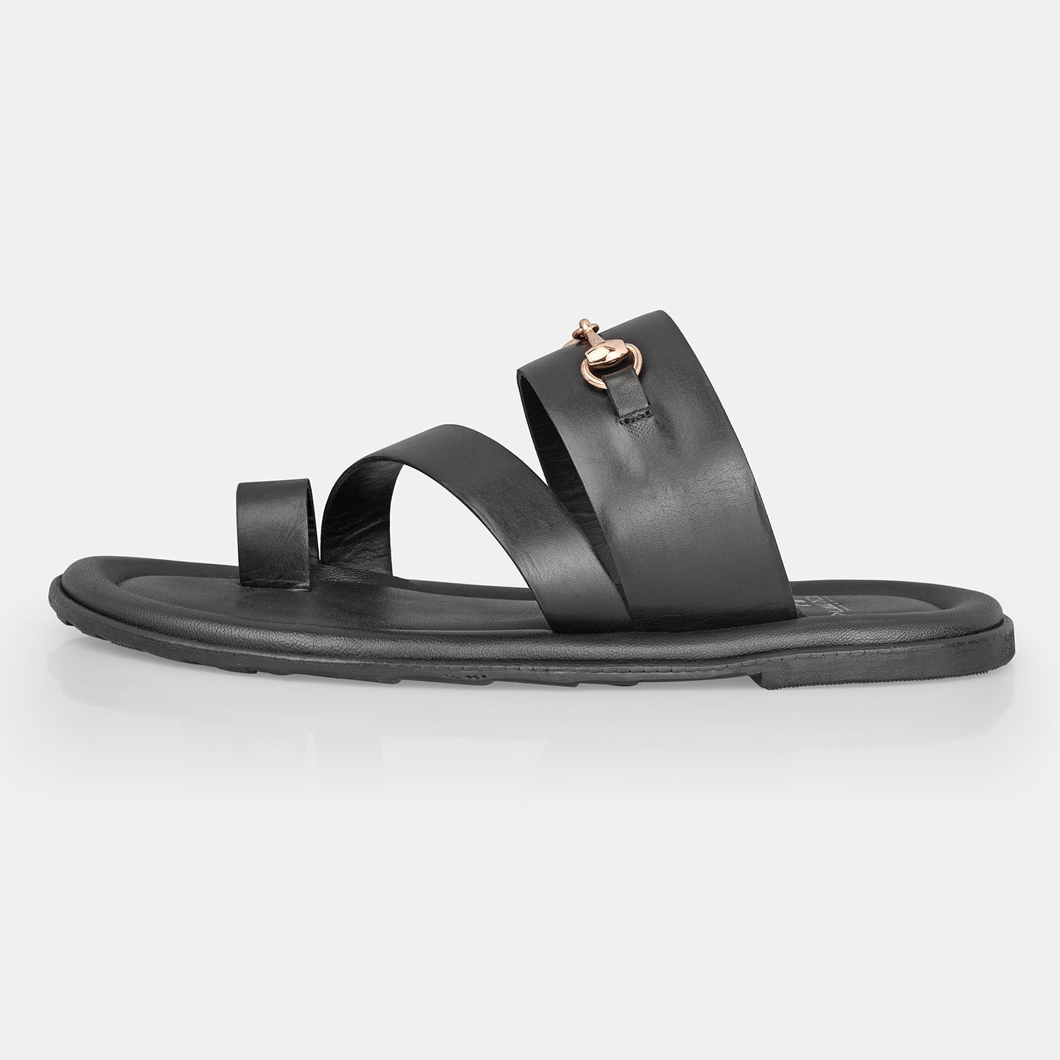 Black Running With Buckle Slipper