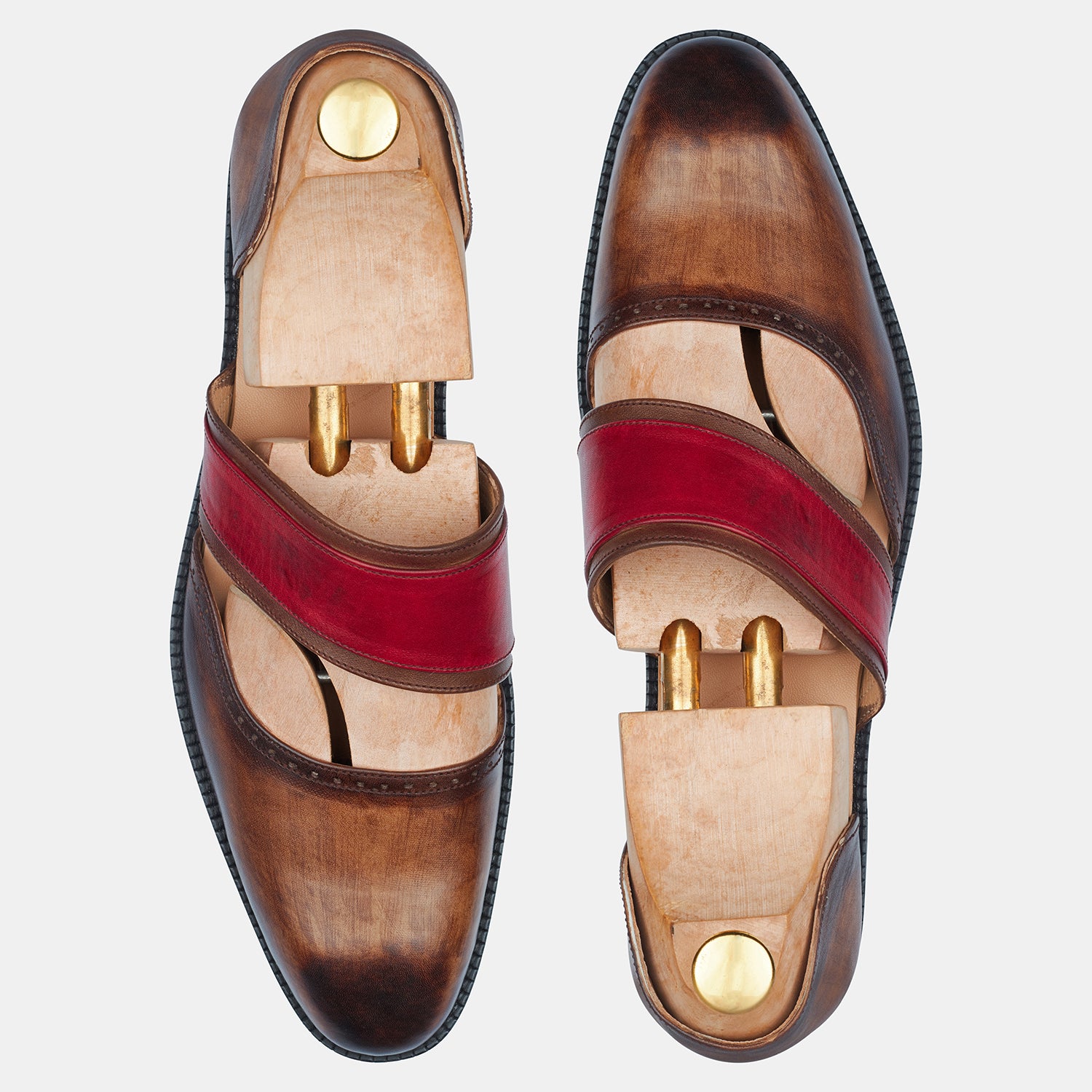 Red And Brown Woad Oak Marriage Function Shoes