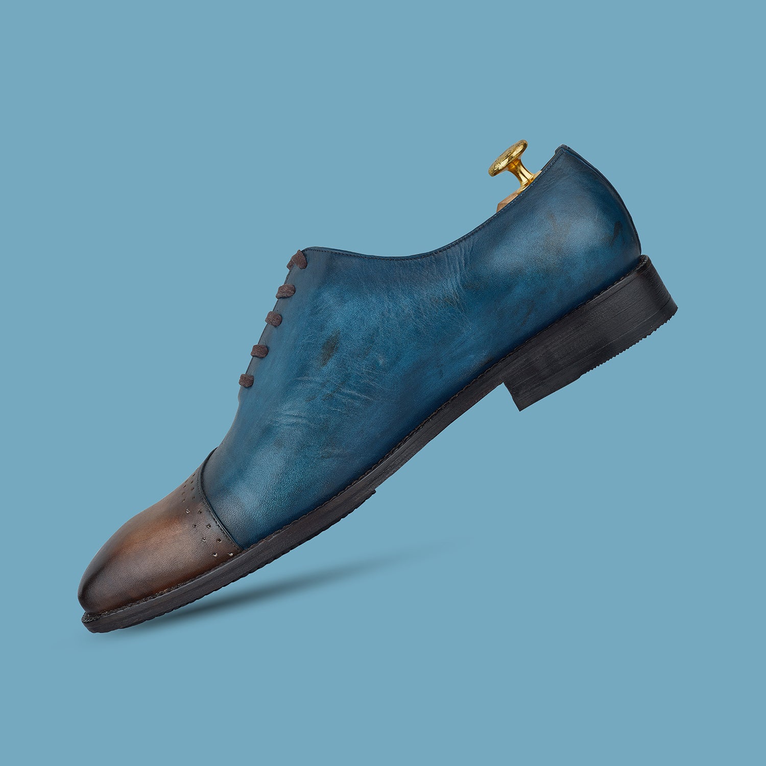 Blue And Brown Gibson Lace Up Shoes