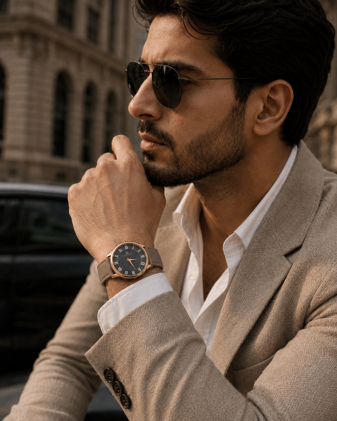 Gray Dial And Gray Strap Watch For Man