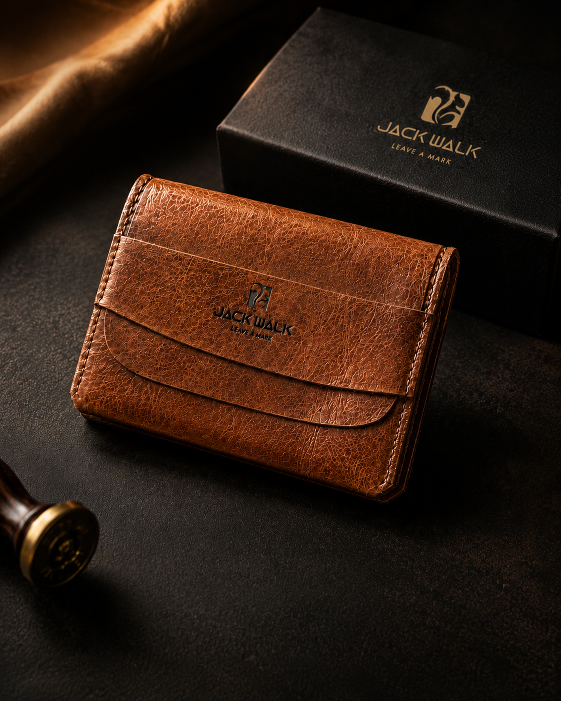 Jack Walk Heritage Pocket Leather Wallet For Unisex Brown