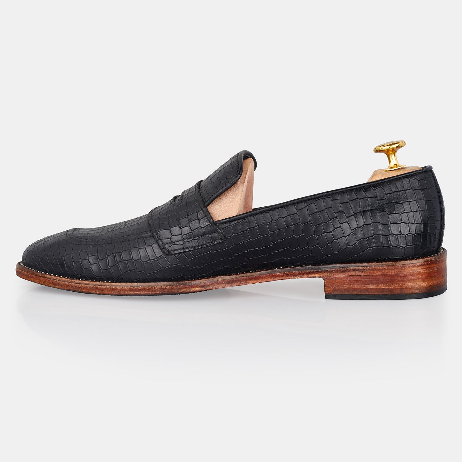 Black Croc Handmade Loafers Shoes