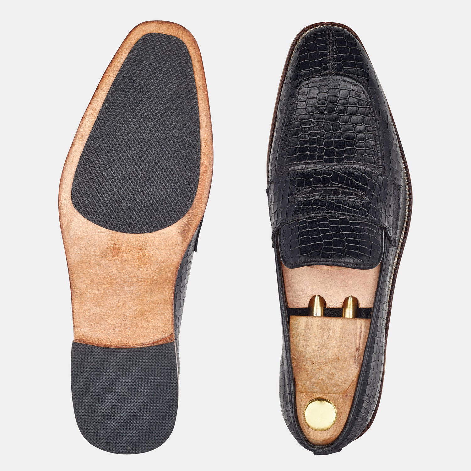 Black Croc Handmade Loafers Shoes