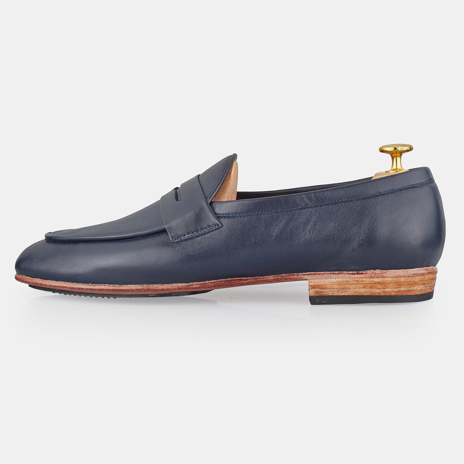 Blue Soft Leather Loafers
