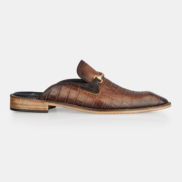 Brown Croc Half Hand Made Shoes