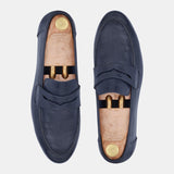 Navy Blue Smooth Leather Loafers