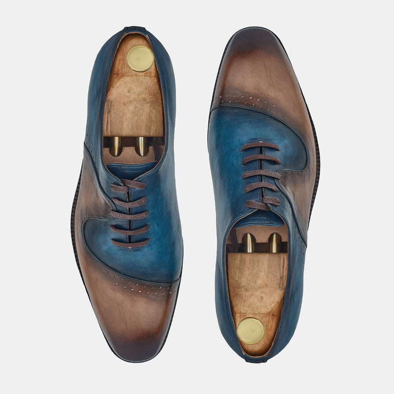Blue And Brown Gibson Lace Up Shoes