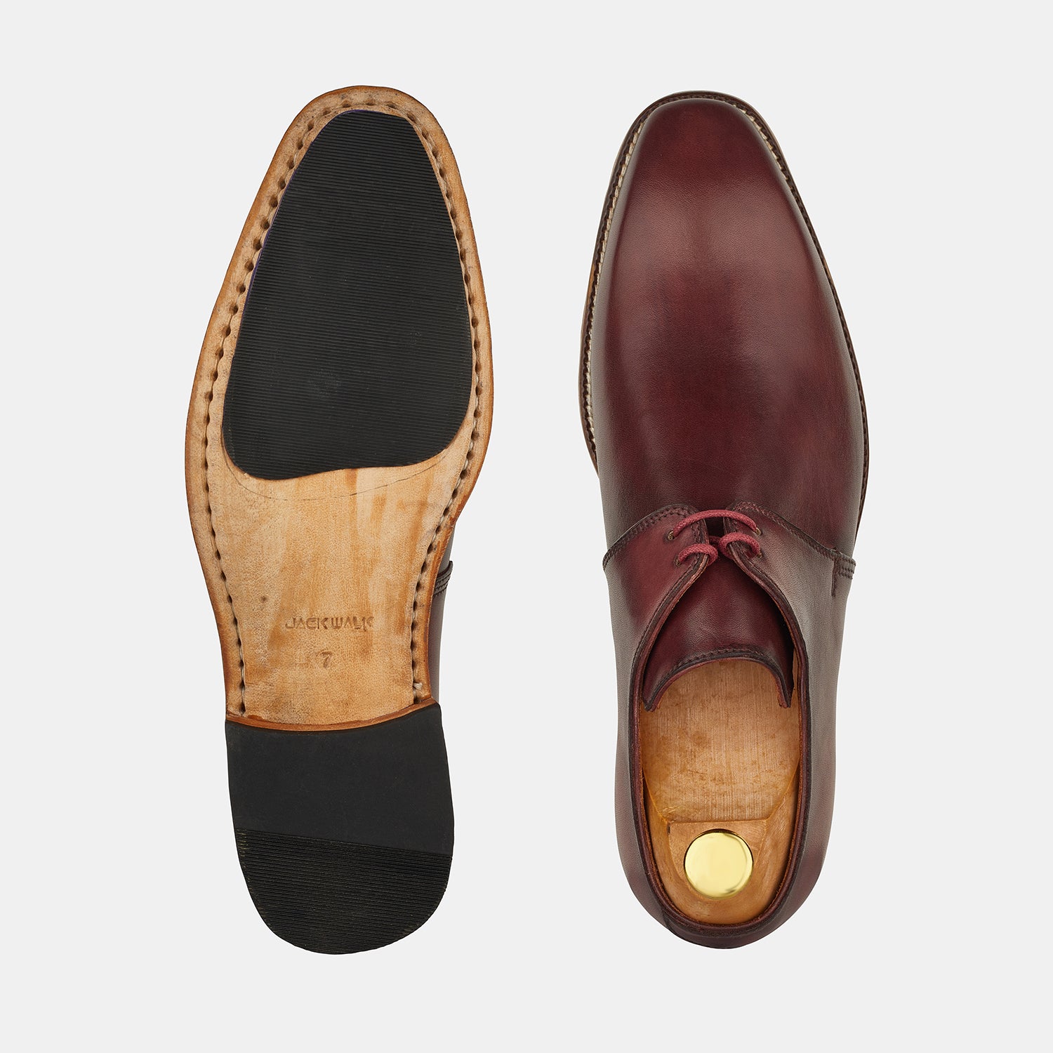 Burgundy Patina Hand Made Lace Up Shoes