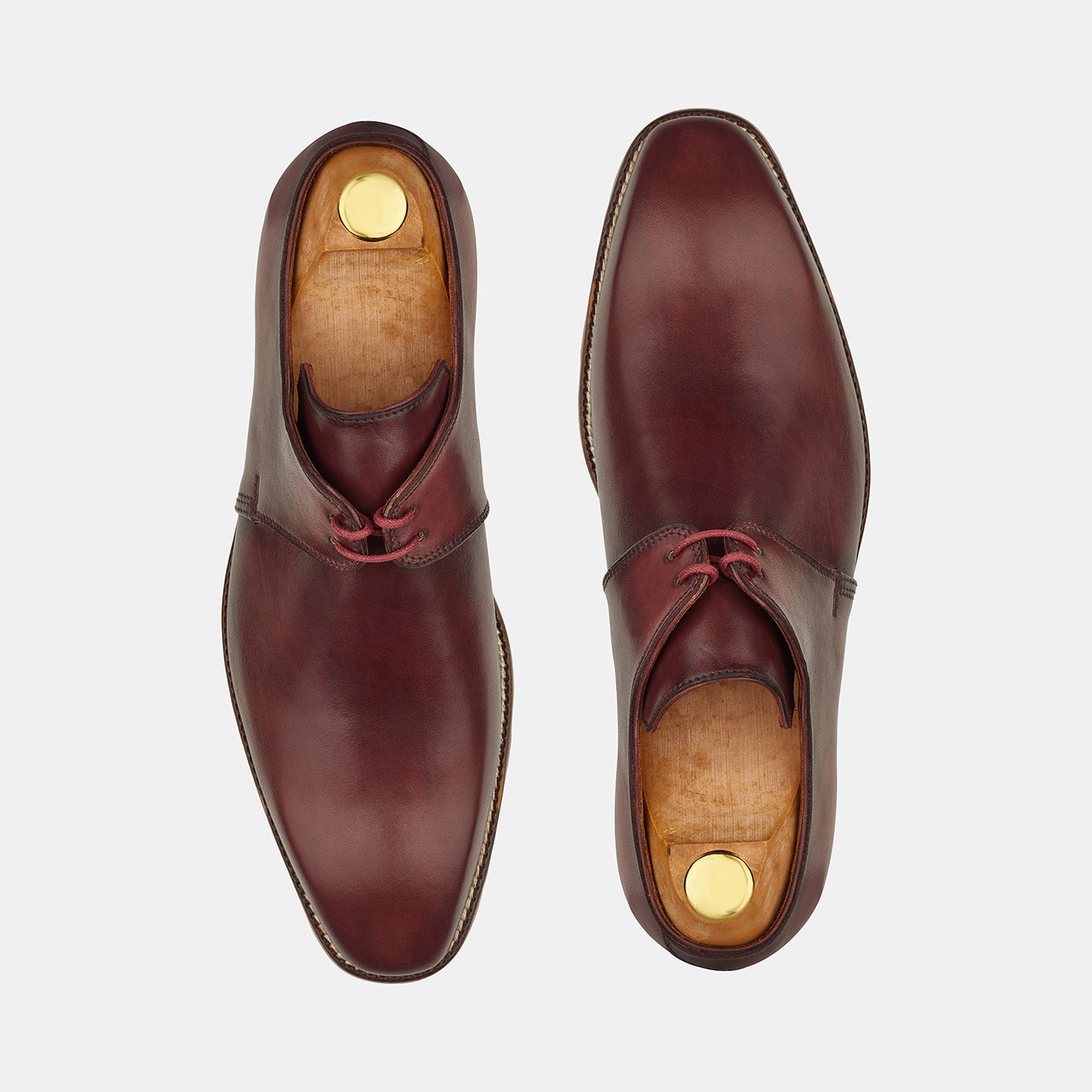 Burgundy Patina Hand Made Lace Up Shoes