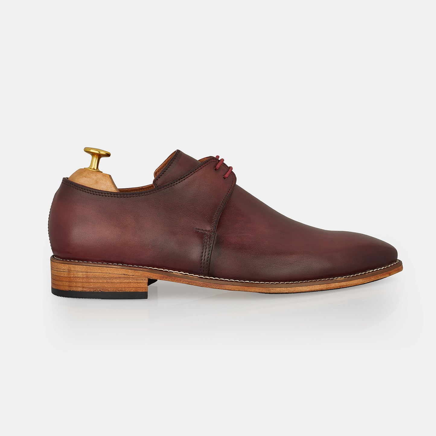 Burgundy Patina Hand Made Lace Up Shoes
