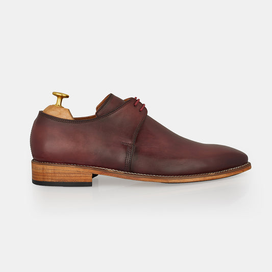 Burgundy Patina Hand Made Lace Up Shoes