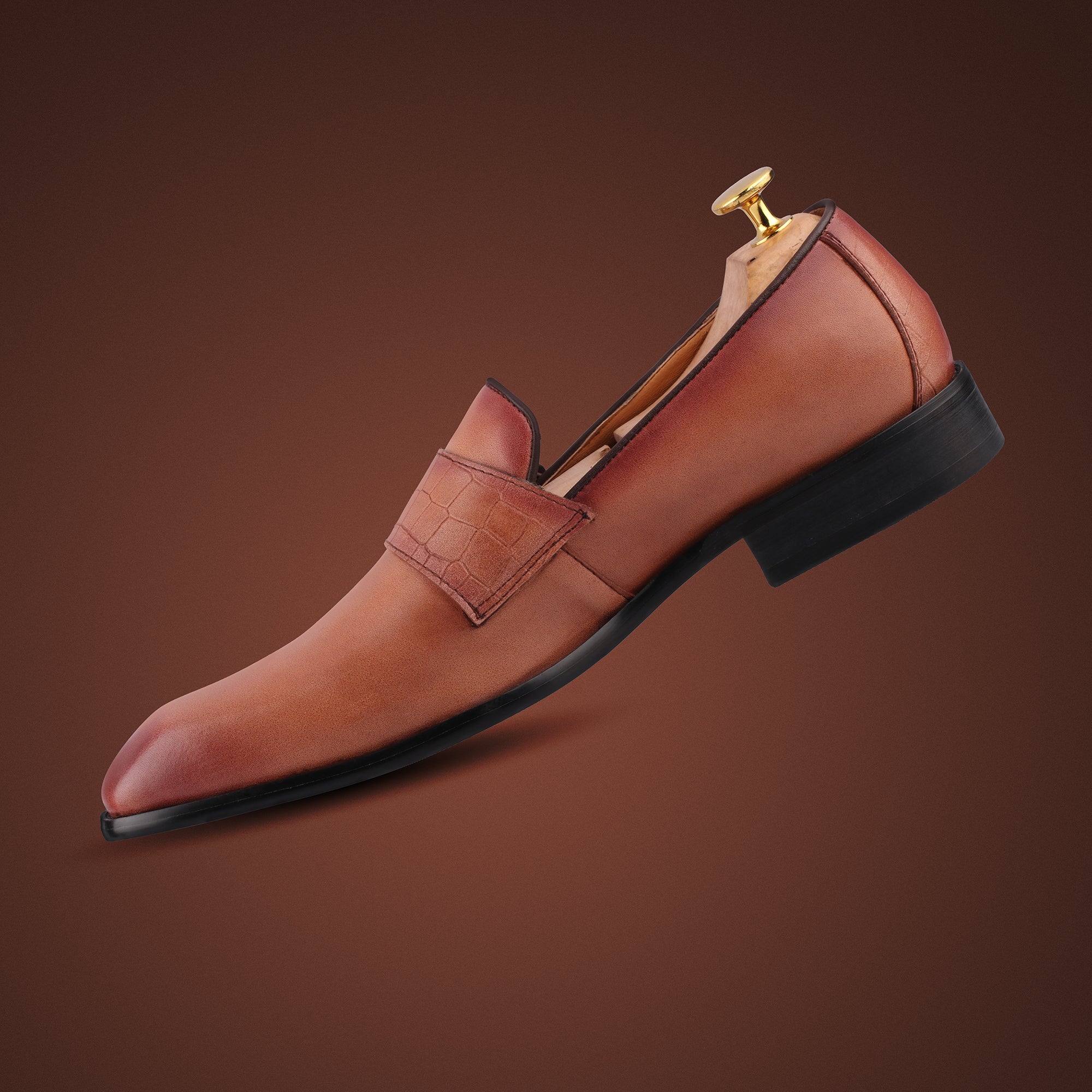 Tan Brown Handmade Men's Formal Loafers Shoes