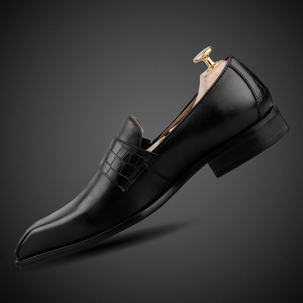 Black Handmade Men's Formal Loafers Shoes