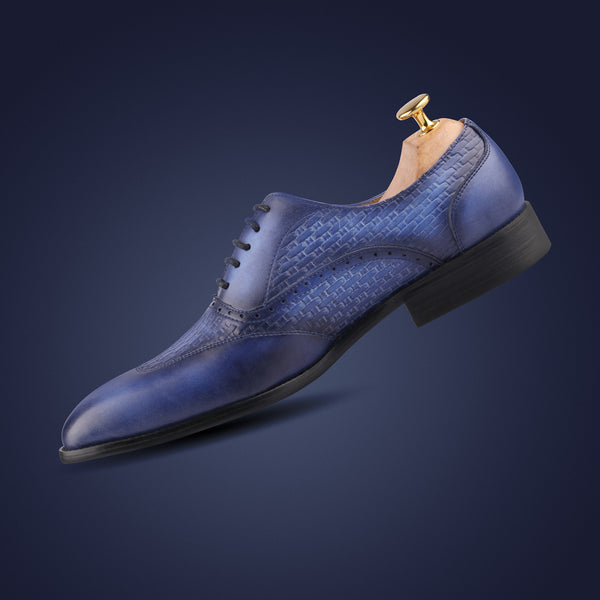 Handmade Blue Laceup Shoes
