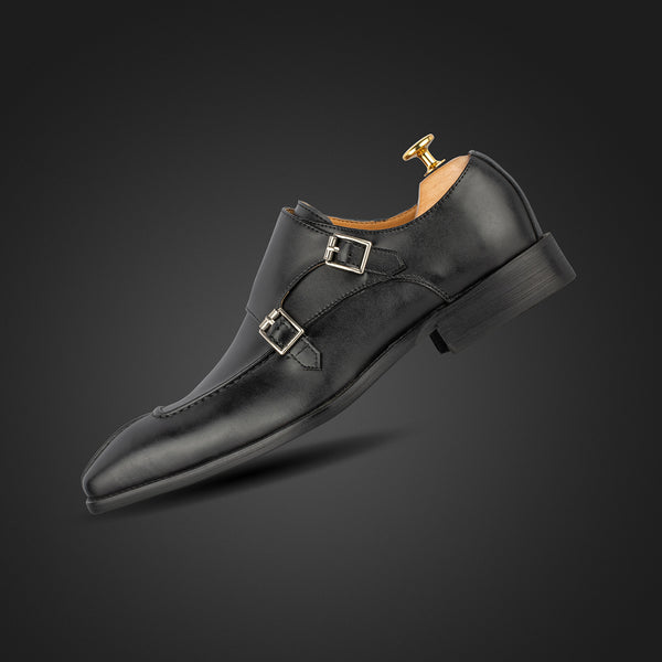 Leather Monk Black Shoes