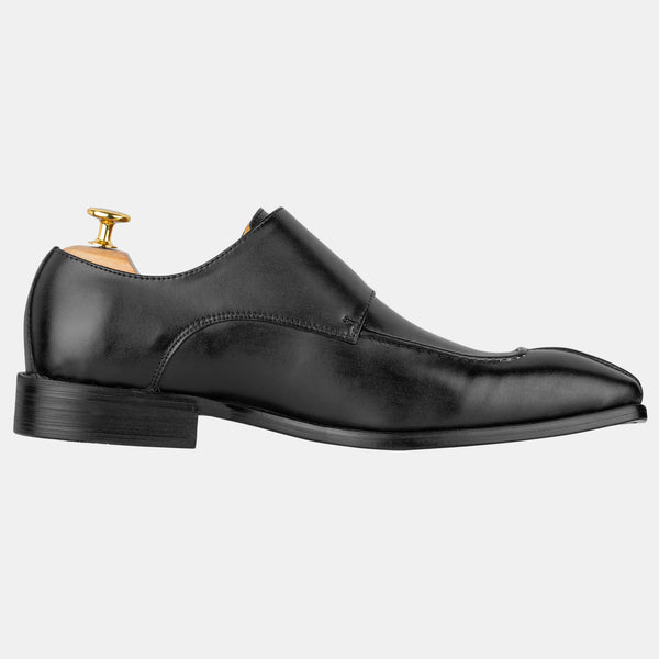 Leather Monk Black Shoes