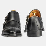 Leather Monk Black Shoes
