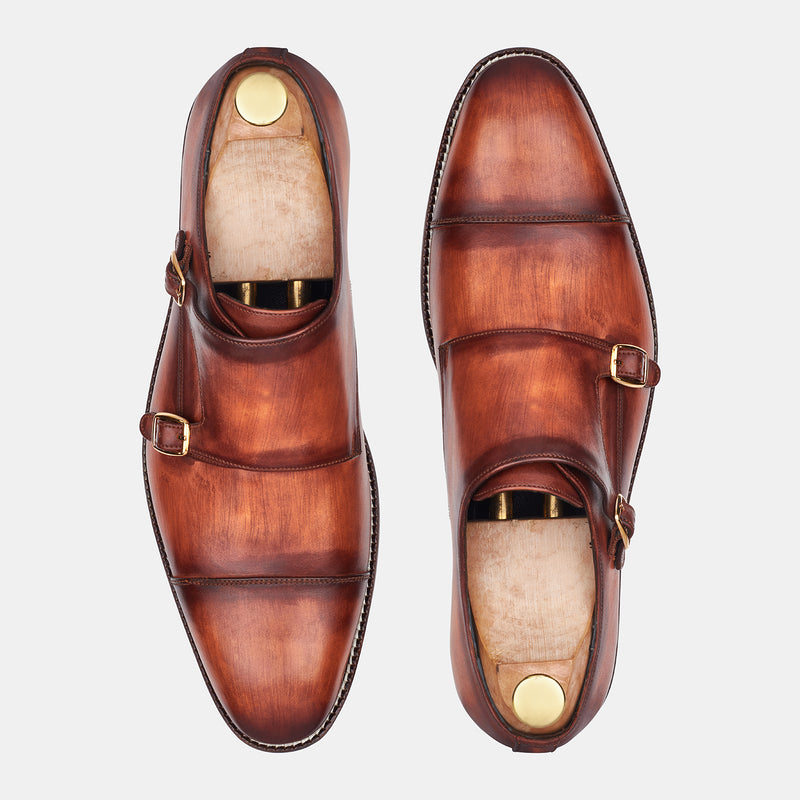 Ten Brown Double Monk Hand Made Shoes